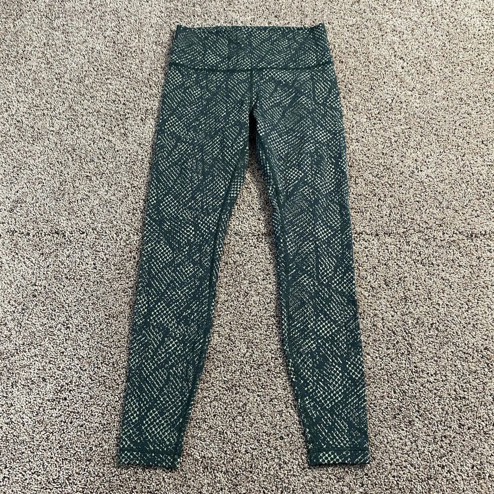 Lululemon Wunder Under Hi-Rise 28 Tight Reptilia Jacquard Rainforest Green Sz 10